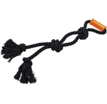 Zwart katoenen touw hondenspeelgoed met handvat