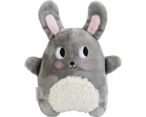 Grijs knuffel konijn met roze accenten