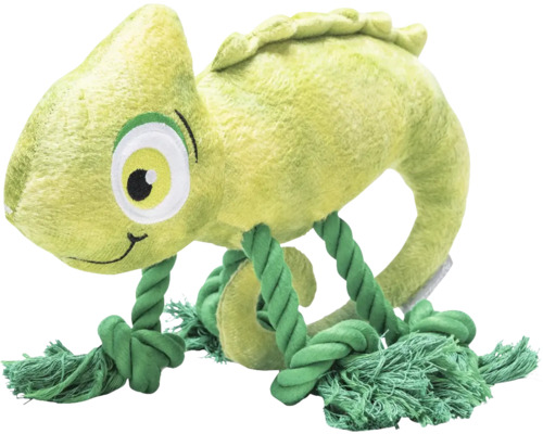 Kameleon knuffel voor honden met touwpootjes