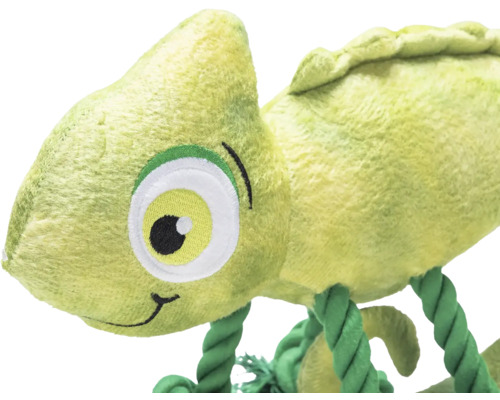 Kameleon knuffel met touwbenen
