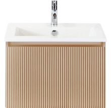 Wastafelmeubel met kraan en geribbelde voorkant