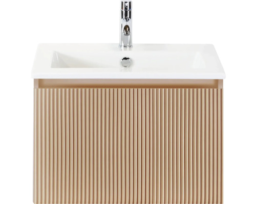 Wastafelmeubel met kraan en geribbelde voorkant