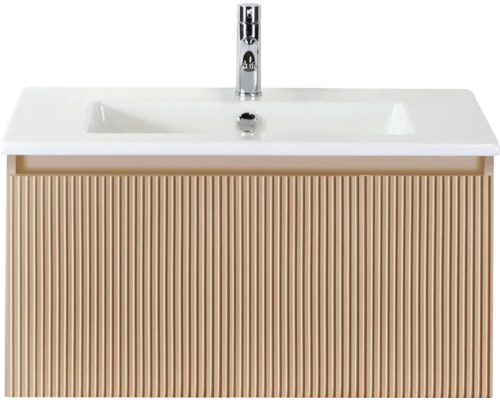 SANOX Badkamermeubelset Frozen 3D peach 80 cm met één lade incl. keramische wastafel met één kraangat Wastafelonderkast met wastafel en kraan