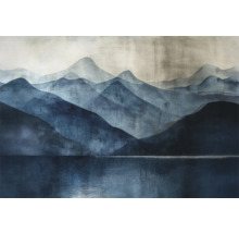 Wandafbeelding met berglandschap en meer