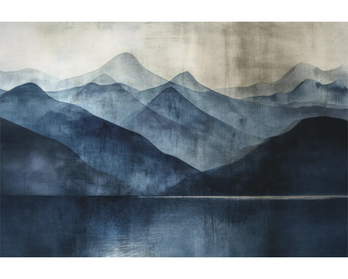 Wandafbeelding met berglandschap en meer