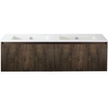 Wastafelonderkast met twee wastafels en houten front