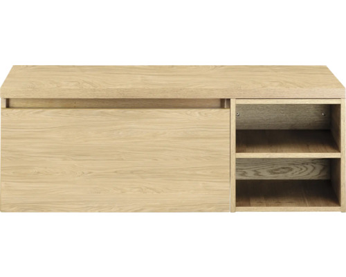 SANOX Badkamermeubelset voor waskom Frozen casella oak 120 cm (80/40) met één lade incl. bovenblad casella oak Houten kast met schuifdeur en schappen
