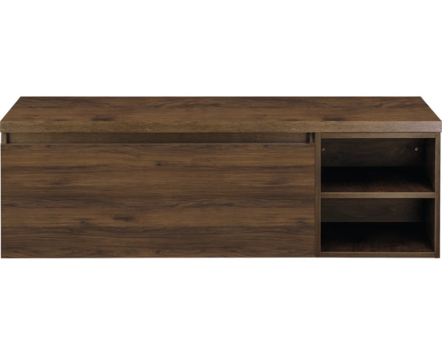 SANOX Badkamermeubelset voor waskom Frozen walnoot 140 cm (100/40) met één lade incl. bovenblad walnoot Houtkleurig dressoir met opbergvakken