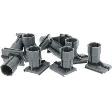 Meerdere grijze Hatema kunststof buisclips voor buisdiameters van 16 tot 20 millimeter