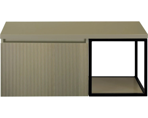 Kast met geribbelde deur en open plank