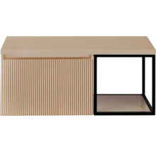 Salontafel met geribbelde ladefront en open vak