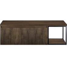 Bruine kast met geribbeld oppervlak en open schap