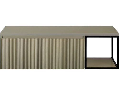 Onderkast met geribbelde deur en open plank