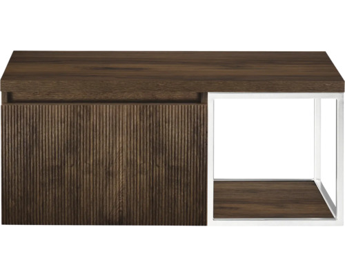 Houten wastafelonderkast met metalen frame