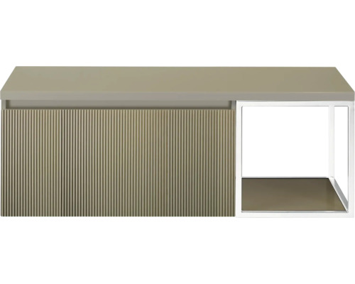 Wastafelonderkast met geribbelde voorkant en open schap