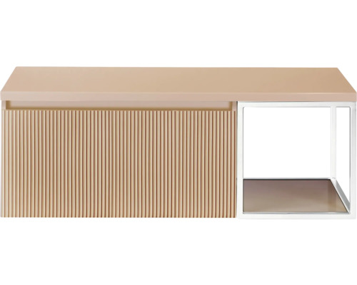 Wastafelonderkast met verticaal geribbelde voorkant en open plank