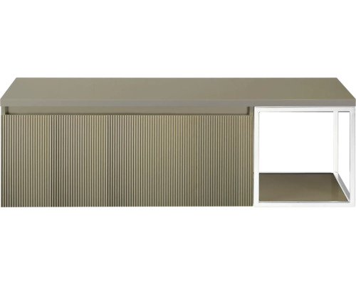 Wastafelonderkast met geribbelde voorkant en open plank