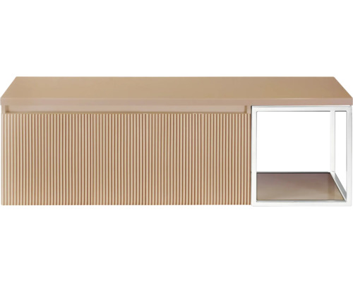 Wastafelonderkast met geribbelde voorkant en plank