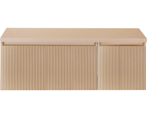 SANOX Badkamermeubelset voor waskom Frozen 3D peach 120 cm (80/40) met twee lades incl. bovenblad peach Wastafelonderkast met geribbelde voorkant