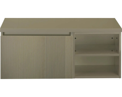 Onderkast met geribbelde schuifdeur en open schappen