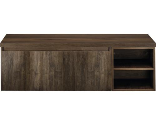 SANOX Badkamermeubelset voor waskom Frozen 3D dark oak 140 cm (100/40) met één lade incl. bovenblad dark oak Onderkast met ladefront en open schappen