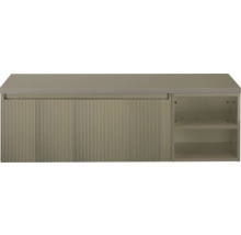 Hangende wastafelonderkast met geribbelde voorkant en twee open schappen