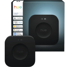 Hue Bridge Pro Smart Hub met Matter-symbool en compatibiliteit met Alexa, Apple Home, Google Home en Samsung SmartThings