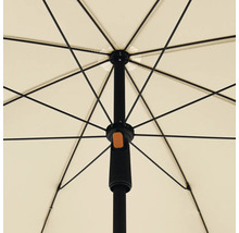 Detailaanzicht van een parasol met frame en bekleding