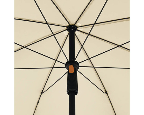 Detailaanzicht van een parasol met frame en bekleding