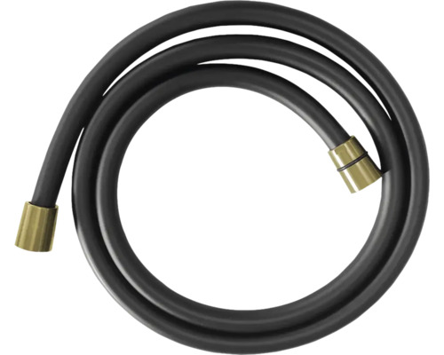 Doucheslang Tova zwart en messing 150 cm Doucheslang met metalen aansluiting