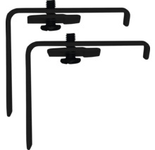 Twee zwarte plankdragers met schroeven