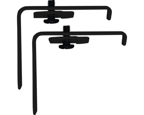 Twee zwarte plankdragers met schroeven