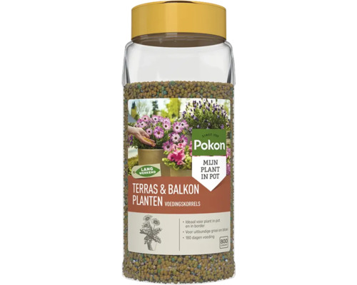 Pokon Terras en Balkon Plantenvoedingskorrels in transparante doos