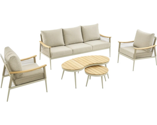 Tuinmeubelset met bank, fauteuils en bijzettafels