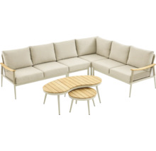 Tuinmeubelset met hoekbank en twee tafels