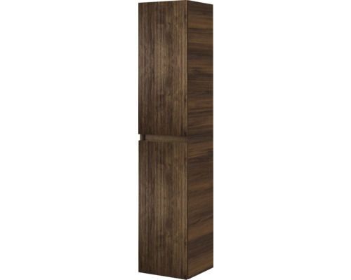 Hoge badkamerkast met houten structuur