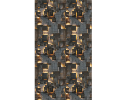A.S. CRÉATION Fotobehang vlies 79016-0 COSMO Living 3d geometrisch grafisch 159x280 cm Behang met betonlook en vierkante metalen elementen met indirecte verlichting