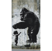 Muurschildering met gorilla en kind als kunstwerk
