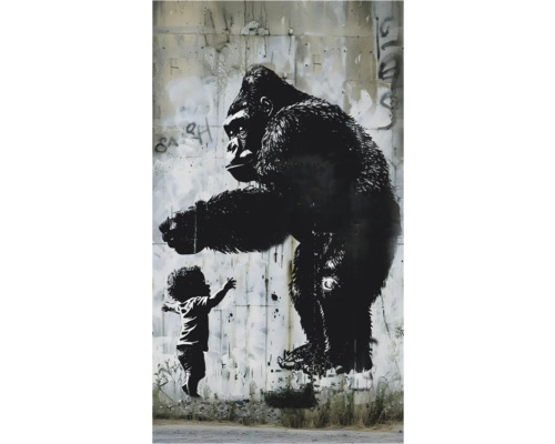 A.S. CRÉATION Fotobehang vlies 79016-2 COSMO Living abstract graffiti dieren personen 159x280 cm Muurschildering met gorilla en kind als kunstwerk