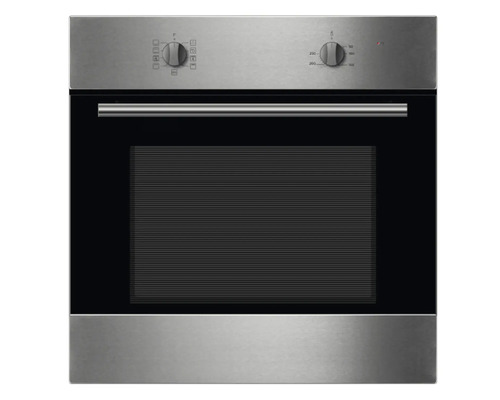 Ingebouwde roestvrijstalen oven met glazen deur en draaiknoppen