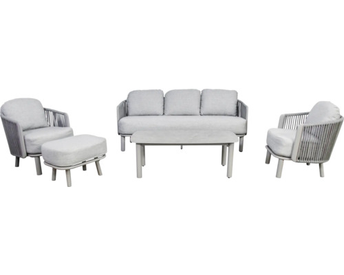 Tuinmeubelset met bank, fauteuil, kruk en tafel voor buiten