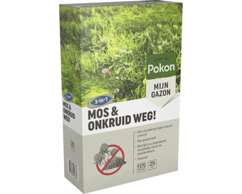 Pokon gazonmest voor mos- en onkruidbestrijding, 1375 gram voor 25 vierkante meter