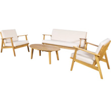 Tuinmeubelset met bank, twee stoelen en ovale tafel