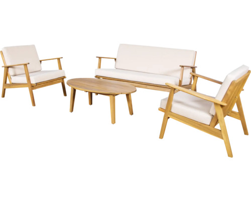 Tuinmeubelset met bank, twee stoelen en ovale tafel