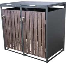 Afvalcontainer ombouw voor twee containers met houten deuren