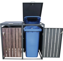 Afvalcontainerbox met frame, klapdeksel en houten deur