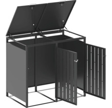 Afvalcontainerberging voor twee afvalcontainers met klapdeksel en twee deuren
