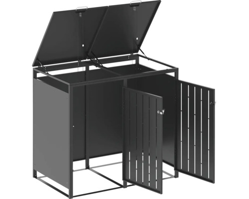 Afvalcontainerberging voor twee afvalcontainers met klapdeksel en twee deuren