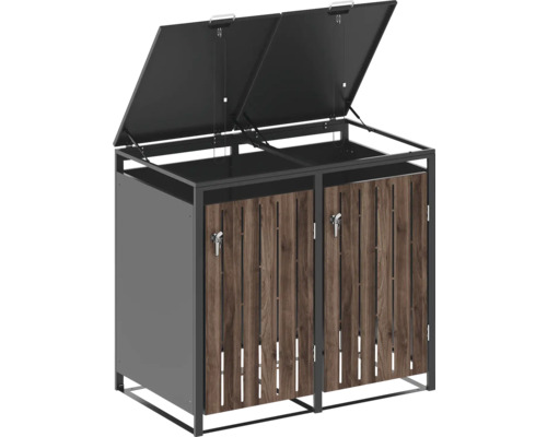 Dubbele afvalbak met twee open deksels