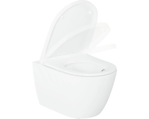 Wandcloset met diepspoeling, open spoelrand en toiletzitting